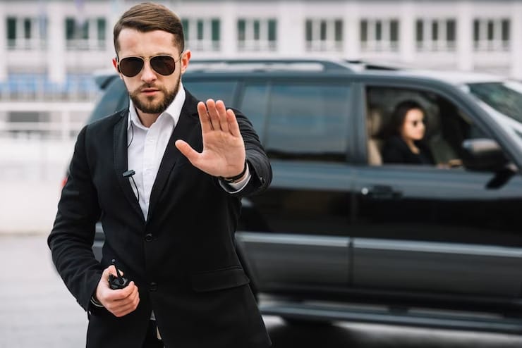 personal security guard in a suit